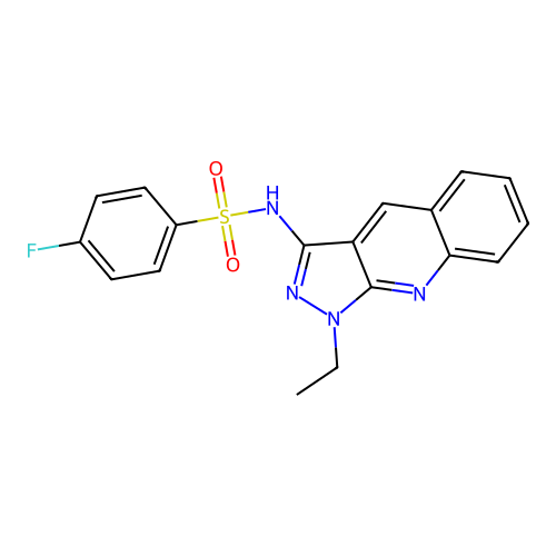 N-(1-ethylpyrazolo[3,4-b]quinolin-3-yl)-4-fluorobenzenesulfonamide structure