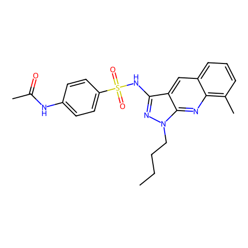 N-[4-[(1-butyl-8-methylpyrazolo[3,4-b]quinolin-3-yl)sulfamoyl]phenyl]acetamide structure