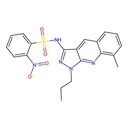 N-(8-methyl-1-propyl-1H-pyrazolo[3,4-b]quinolin-3-yl)-2-nitrobenzenesulfonamide structure