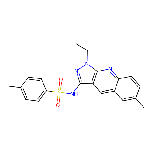 N-(1-ethyl-6-methyl-1H-pyrazolo[3,4-b]quinolin-3-yl)-4-methylbenzenesulfonamide structure