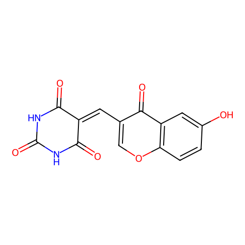 5-[(6-Hydroxy-4-oxo-1-benzopyran-3-yl)methylidene]-1,3-diazinane-2,4,6-trione structure