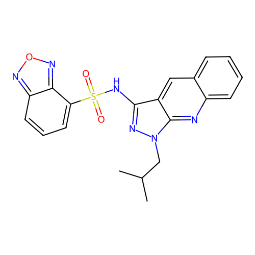 N-(1-isobutyl-1H-pyrazolo[3,4-b]quinolin-3-yl)benzo[c][1,2,5]oxadiazole-4-sulfonamide structure