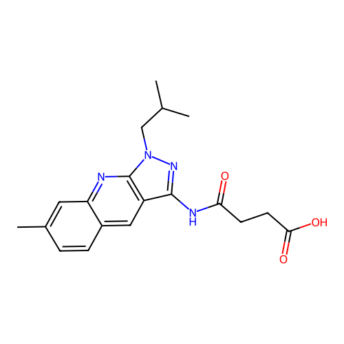 4-((1-isobutyl-7-methyl-1H-pyrazolo[3,4-b]quinolin-3-yl)amino)-4-oxobutanoic acid structure