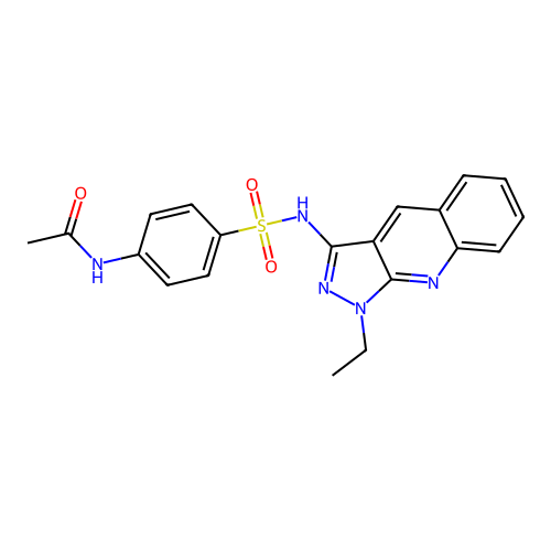 N-[4-[(1-ethylpyrazolo[3,4-b]quinolin-3-yl)sulfamoyl]phenyl]acetamide structure