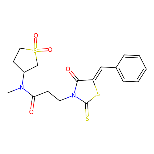 (Z)-3-(5-benzylidene-4-oxo-2-thioxothiazolidin-3-yl)-N-(1,1-dioxidotetrahydrothiophen-3-yl)-N-methylpropanamide structure