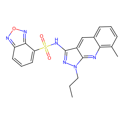 N-(8-methyl-1-propylpyrazolo[3,4-b]quinolin-3-yl)-2,1,3-benzoxadiazole-4-sulfonamide structure