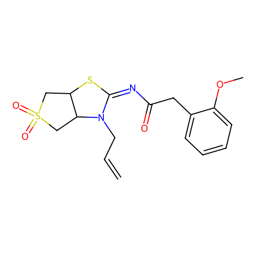 N-[(2E)-5,5-dioxido-3-(prop-2-en-1-yl)tetrahydrothieno[3,4-d][1,3]thiazol-2(3H)-ylidene]-2-(2-methoxyphenyl)acetamide structure