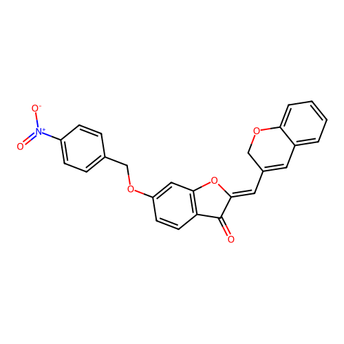 2-(2H-chromen-3-ylmethylene)-6-[(4-nitrophenyl)methoxy]benzo[b]furan-3-one structure