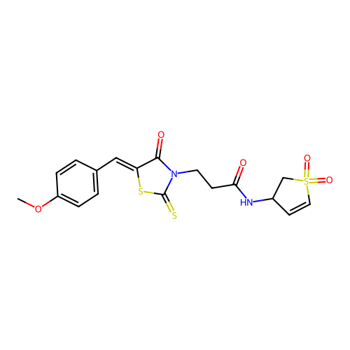 (Z)-N-(1,1-dioxido-2,3-dihydrothiophen-3-yl)-3-(5-(4-methoxybenzylidene)-4-oxo-2-thioxothiazolidin-3-yl)propanamide structure