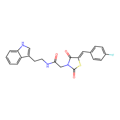 (Z)-N-(2-(1H-indol-3-yl)ethyl)-2-(5-(4-fluorobenzylidene)-2,4-dioxothiazolidin-3-yl)acetamide structure