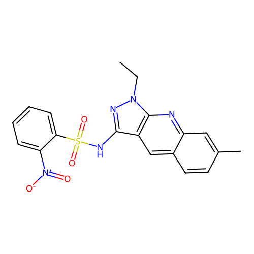 N-(1-ethyl-7-methylpyrazolo[3,4-b]quinolin-3-yl)-2-nitrobenzenesulfonamide structure