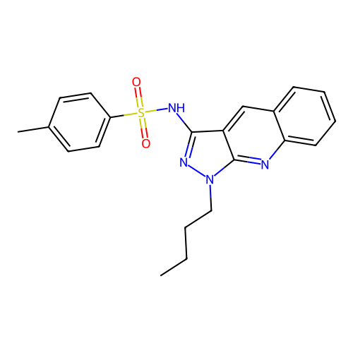 N-(1-butyl-1H-pyrazolo[3,4-b]quinolin-3-yl)-4-methylbenzenesulfonamide structure