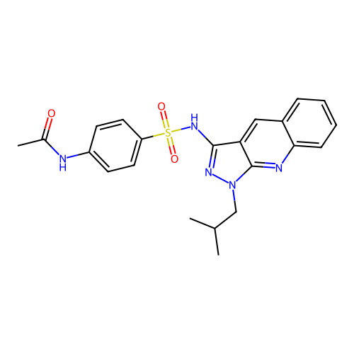 N-[4-[[1-(2-methylpropyl)pyrazolo[3,4-b]quinolin-3-yl]sulfamoyl]phenyl]acetamide structure
