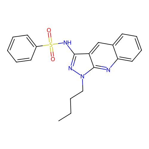 N-(1-butyl-1H-pyrazolo[3,4-b]quinolin-3-yl)benzenesulfonamide structure