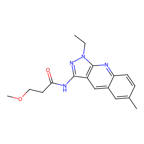 N-(1-ethyl-6-methyl-1H-pyrazolo[3,4-b]quinolin-3-yl)-3-methoxypropanamide structure
