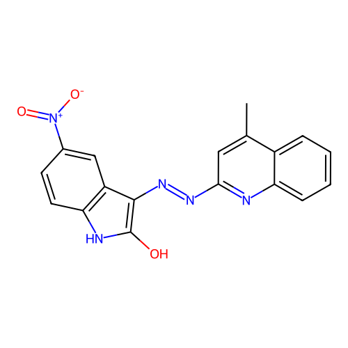 3-[2-(4-methylquinolin-2-yl)hydrazinyl]-5-nitroindol-2-one structure