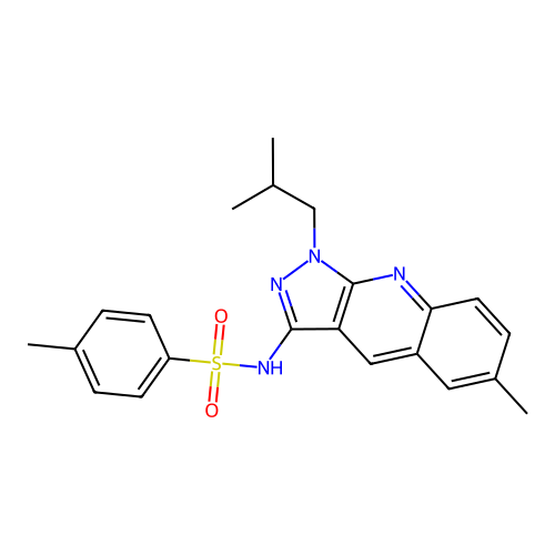 4-methyl-N-[6-methyl-1-(2-methylpropyl)pyrazolo[3,4-b]quinolin-3-yl]benzenesulfonamide structure