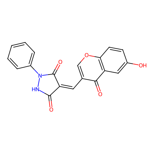 (Z)-4-((6-hydroxy-4-oxo-4H-chromen-3-yl)methylene)-1-phenylpyrazolidine-3,5-dione structure