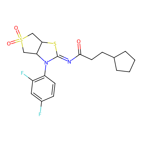 3-cyclopentyl-N-[(2Z)-3-(2,4-difluorophenyl)-5,5-dioxidotetrahydrothieno[3,4-d][1,3]thiazol-2(3H)-ylidene]propanamide structure