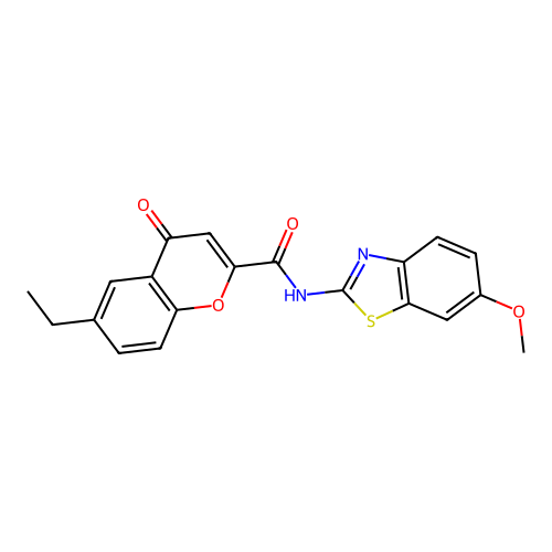 6-ethyl-N-(6-methoxy-1,3-benzothiazol-2-yl)-4-oxo-4H-chromene-2-carboxamide structure
