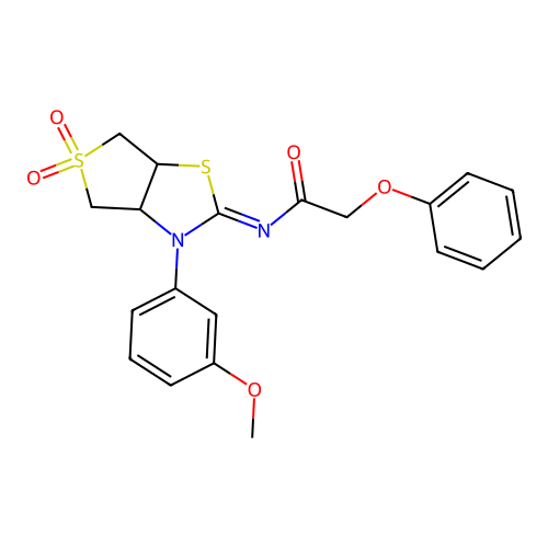 N-[(2Z)-3-(3-methoxyphenyl)-5,5-dioxidotetrahydrothieno[3,4-d][1,3]thiazol-2(3H)-ylidene]-2-phenoxyacetamide structure