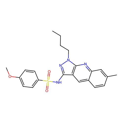 N-(1-butyl-7-methylpyrazolo[3,4-b]quinolin-3-yl)-4-methoxybenzenesulfonamide structure