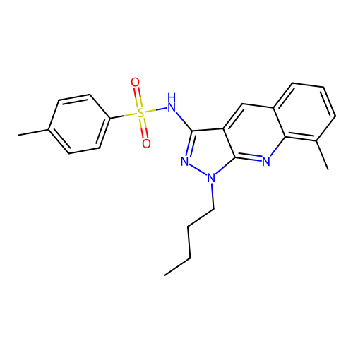 N-(1-butyl-8-methylpyrazolo[3,4-b]quinolin-3-yl)-4-methylbenzenesulfonamide structure