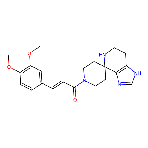 (2E)-3-(3,4-dimethoxyphenyl)-1-(3,5,6,7-tetrahydro-1'H-spiro[imidazo[4,5-c]pyridine-4,4'-piperidin]-1'-yl)prop-2-en-1-one structure