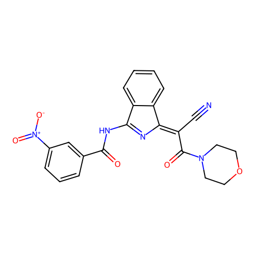 (Z)-N-(1-(1-cyano-2-morpholino-2-oxoethylidene)-1H-isoindol-3-yl)-3-nitrobenzamide structure