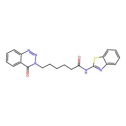 N-(benzo[d]thiazol-2-yl)-6-(4-oxobenzo[d][1,2,3]triazin-3(4H)-yl)hexanamide structure