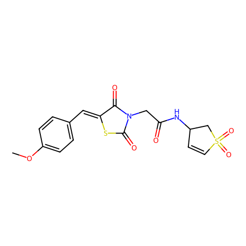 N-(1,1-dioxido-2,3-dihydrothiophen-3-yl)-2-[(5Z)-5-(4-methoxybenzylidene)-2,4-dioxo-1,3-thiazolidin-3-yl]acetamide structure