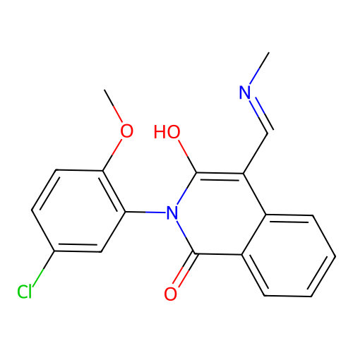 (4Z)-2-(5-chloro-2-methoxyphenyl)-4-(methylaminomethylidene)isoquinoline-1,3-dione structure