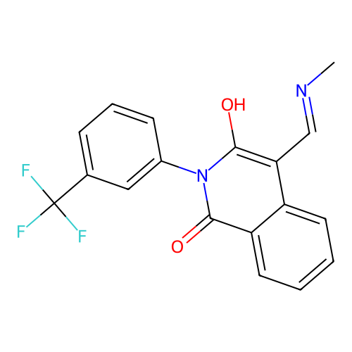 (E)-4-((methylamino)methylene)-2-(3-(trifluoromethyl)phenyl)isoquinoline-1,3(2H,4H)-dione structure