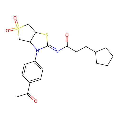 (Z)-N-(3-(4-acetylphenyl)-5,5-dioxidotetrahydrothieno[3,4-d]thiazol-2(3H)-ylidene)-3-cyclopentylpropanamide structure
