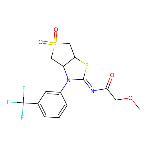 N-[(2E)-5,5-dioxido-3-[3-(trifluoromethyl)phenyl]tetrahydrothieno[3,4-d][1,3]thiazol-2(3H)-ylidene]-2-methoxyacetamide structure