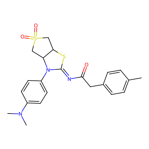 N-[(2E)-3-[4-(dimethylamino)phenyl]-5,5-dioxidotetrahydrothieno[3,4-d][1,3]thiazol-2(3H)-ylidene]-2-(4-methylphenyl)acetamide structure