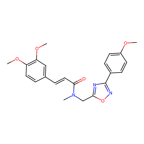 (2E)-3-(3,4-dimethoxyphenyl)-N-{[3-(4-methoxyphenyl)-1,2,4-oxadiazol-5-yl]methyl}-N-methylprop-2-enamide structure