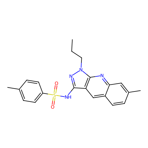 4-methyl-N-(7-methyl-1-propyl-1H-pyrazolo[3,4-b]quinolin-3-yl)benzenesulfonamide structure