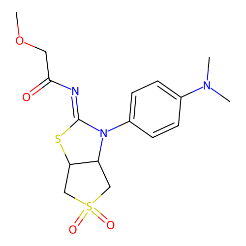N-[(2E)-3-[4-(dimethylamino)phenyl]-5,5-dioxidotetrahydrothieno[3,4-d][1,3]thiazol-2(3H)-ylidene]-2-methoxyacetamide structure