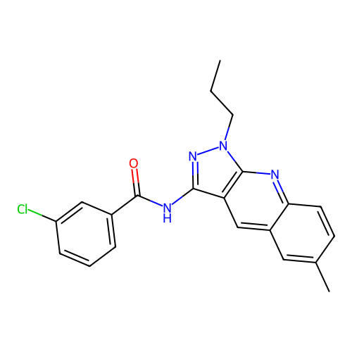 3-chloro-N-(6-methyl-1-propylpyrazolo[3,4-b]quinolin-3-yl)benzamide structure