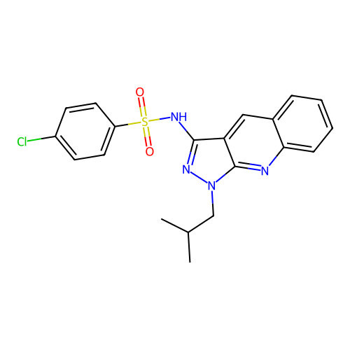 4-chloro-N-(1-isobutyl-1H-pyrazolo[3,4-b]quinolin-3-yl)benzenesulfonamide structure