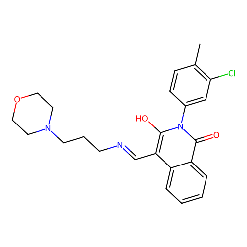 (4E)-2-(3-chloro-4-methylphenyl)-4-({[3-(morpholin-4-yl)propyl]amino}methylidene)isoquinoline-1,3(2H,4H)-dione structure