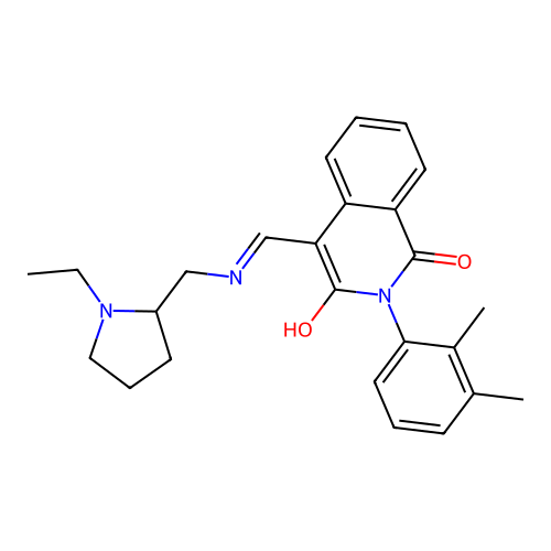 2-(2,3-dimethylphenyl)-4-[[(1-ethylpyrrolidin-2-yl)methylamino]methylidene]isoquinoline-1,3-dione structure
