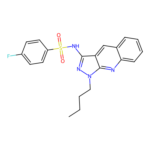 N-(1-butylpyrazolo[3,4-b]quinolin-3-yl)-4-fluorobenzenesulfonamide structure