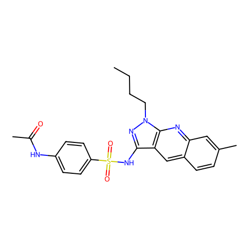 N-[4-[(1-butyl-7-methylpyrazolo[3,4-b]quinolin-3-yl)sulfamoyl]phenyl]acetamide structure