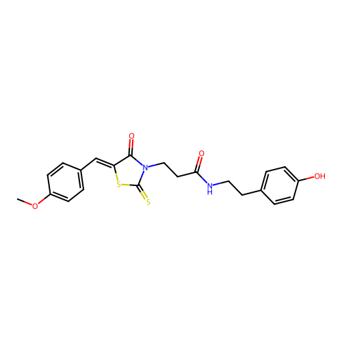 (Z)-N-(4-hydroxyphenethyl)-3-(5-(4-methoxybenzylidene)-4-oxo-2-thioxothiazolidin-3-yl)propanamide structure