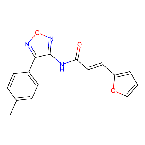 (2E)-3-(furan-2-yl)-N-[4-(4-methylphenyl)-1,2,5-oxadiazol-3-yl]prop-2-enamide structure
