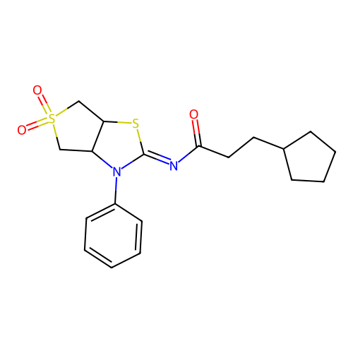 3-cyclopentyl-N-[(2Z)-5,5-dioxido-3-phenyltetrahydrothieno[3,4-d][1,3]thiazol-2(3H)-ylidene]propanamide structure