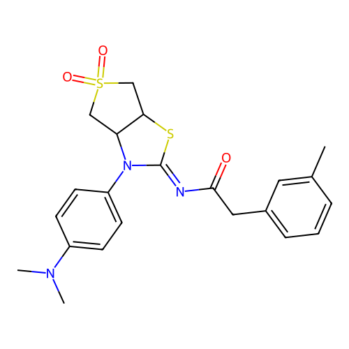 N-[(2E)-3-[4-(dimethylamino)phenyl]-5,5-dioxidotetrahydrothieno[3,4-d][1,3]thiazol-2(3H)-ylidene]-2-(3-methylphenyl)acetamide structure