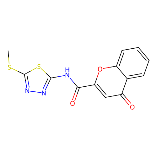 N-[5-(methylsulfanyl)-1,3,4-thiadiazol-2-yl]-4-oxo-4H-chromene-2-carboxamide structure